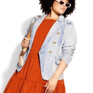 City Chic Harper Denim Blazer Jacket Size 16 NWT